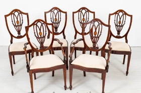 Set Sheraton Dining Chairs Mahogany Circa 1890

















 