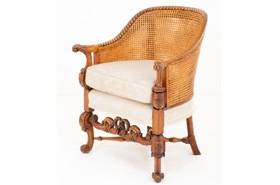 Carolean Bergere Arm Chair Antique Mahogany 1880







