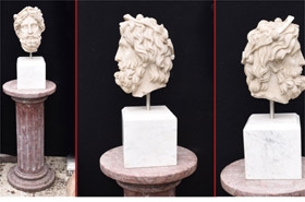 Hand Carved Stone Bust Ajax Greek Myth















