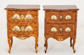 Pair French Bedside Cabinets - Antique Walnut Nightstands 1860



