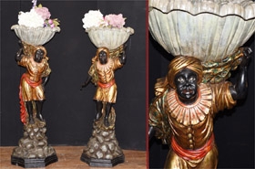 Pair Venetian Blackamoor Figurines - Antique Clam Shell 














 