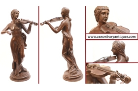 Big Bronze Female Violin Player