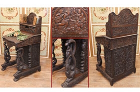 Antique Burmese Desk - Carved Davenport 1880












 