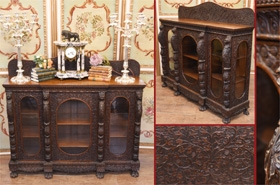 Antique Burmese Sideboard Cabinet Bookcase Burma Carved 1860











