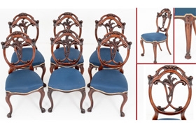 Set Victorian Dining Chairs Cabriole Leg













