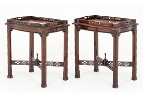 Pair Chippendale Side Tables Antique Mahogany











 