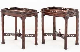 Pair Chippendale Side Tables Antique Mahogany






