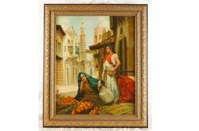 German Oil Painting Arab Casbah Female Portrait

















