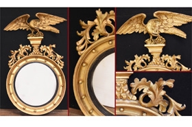 Regency Gilt Eagle Mirror Convex Glass Antique 1810









