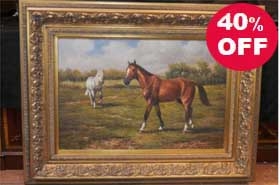 Horse and Pony Victorian Oil Painting Pastoral Landscape English Art
 








