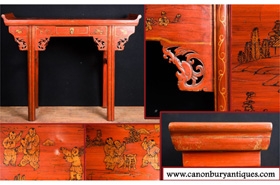 Red Lacquer Japanese Console Table Altar Table Circa 1920

















