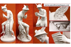 Mercury Statue - Hermes Pan Pipes Offering to Minerva














