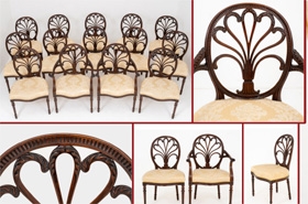 Set Hepplewhite Dining Chairs - Mahogany Antique 1880




