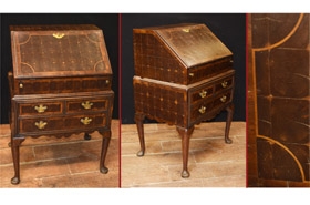 Queen Anne Bureau Desk - Oyster Walnut Antique 1720




 