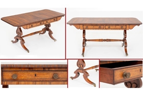 Regency Library Table Antique Rosewood Desk










