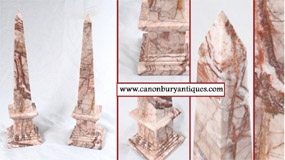 Pair Marble Obelisks Grand Tour Italian Decorative

























