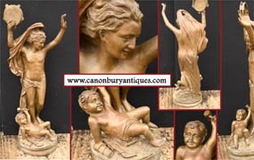 Bronze Bacchus Statue Cherub Tambourine Figurine Classical Roman




 
























