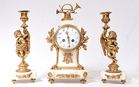Antique Clock Set French Garniture Gilt 

