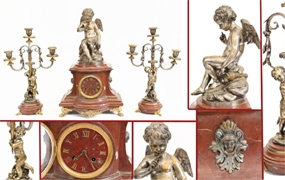 French Empire Antique Clock Set Garniture Cherub Gilt Candelabras








 




















 



