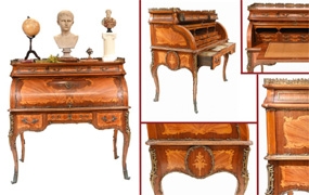 French Roll Top Desk Louis XVI Inlay Bureau
























 
