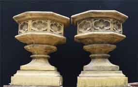 Gothic Stone Garden Urns - Octagonal on Pedestal Base





 



















