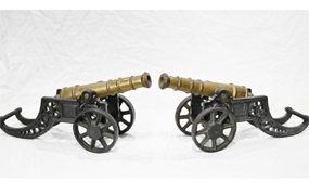 Pair Antique Cannons Cast Iron Gunmetal 1920




 





















