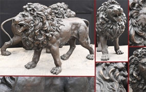 Pair Bronze Lions Monumental Cat Statues Gatekeepers Medici





  