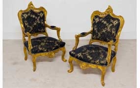 Pair Gilt Arm Chairs French Rococo Carved






 










 














