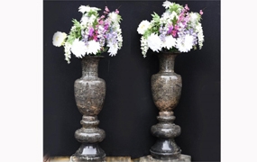 Pair Tall Italian Marble Garden Vases Classical Amphora Urn




  