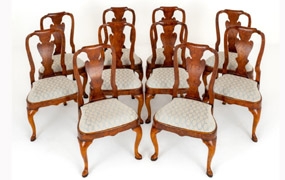 Set Queen Anne Dining Chairs Elm Wood Tables
 1930s






 










 















