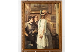 Victorian Oil Painting Artists Studio Female Portrait





  