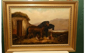 Victorian Oil Painting Horse Farmyard Scene 1880

























