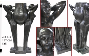 Art Deco Bronze Biba Figurine Jardinere Planter Statue






 


















