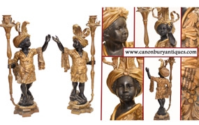 Pair Dwarf Blackamoors Italian Venetian Statues








 














