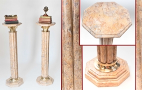 Pair Marble Pedestal Urns Classical French Column Tables



 





















