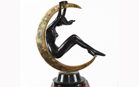 Art Nouveau Bronze Nude Female Moon Figurine
 

























