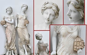 Pair Italian Marble Statues Maiden Two Seasons Classical






  