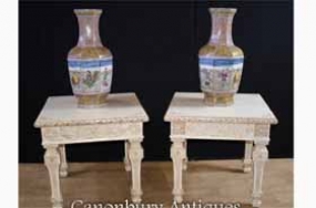 Pair Chinese Bone Side Tables Hand Carved End Table





























