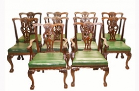 Set Chippendale Dining Chairs Shoolbred and Co Antique 1890





 










 














